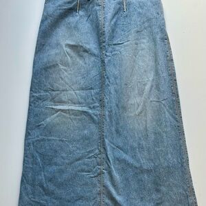 VINTAGE Sundance Blue Wash Denim Maxi Skirt Jean